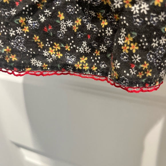 Vtg 1970s -Union Made -Cottagecore Prairie Dress W/Peter Pan Collar Black Floral - Picture 7 of 9